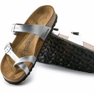 Birkenstock Mayari Silver, size 39, Birko-Flor footbed. New without tags